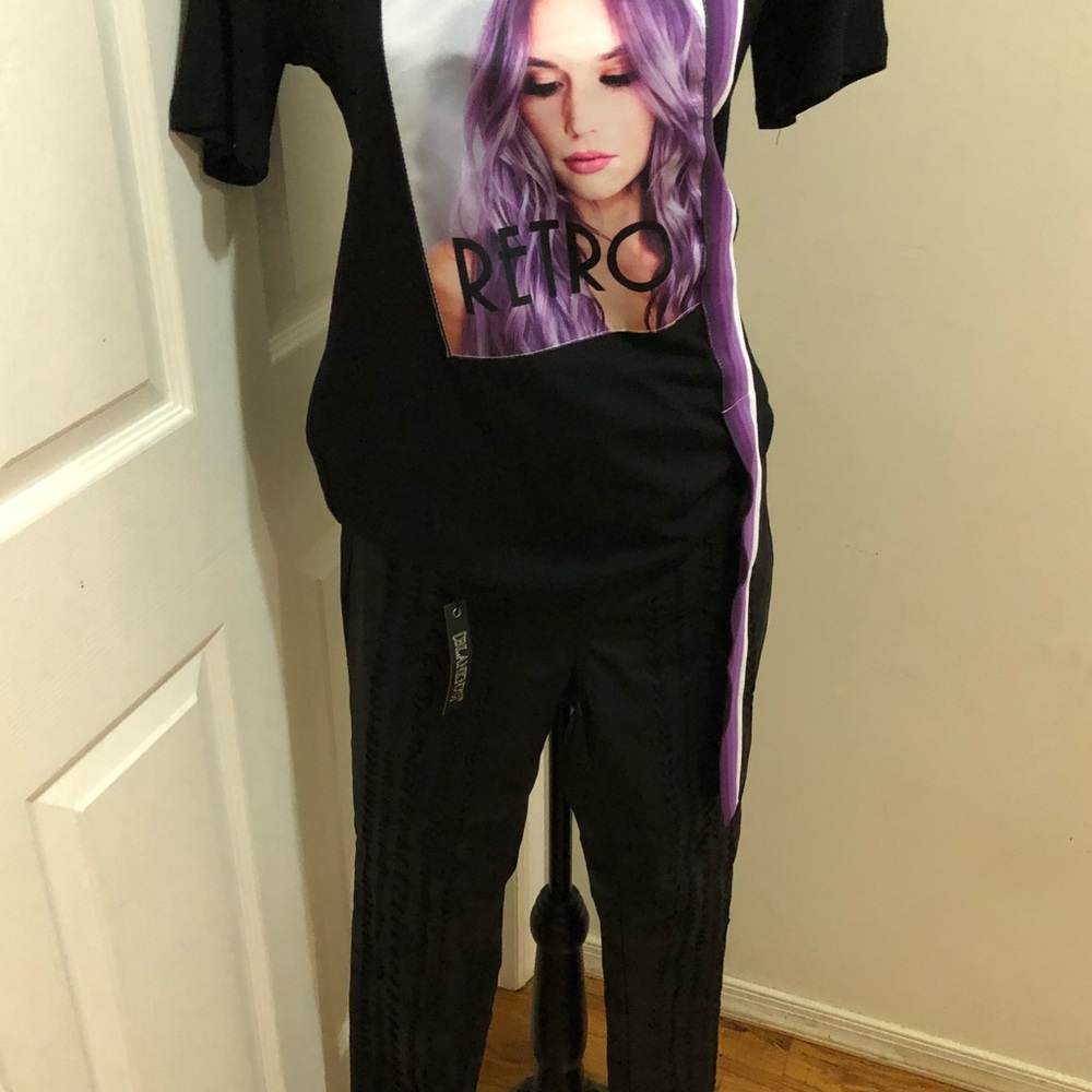 Leather pants and vintage T-shirt